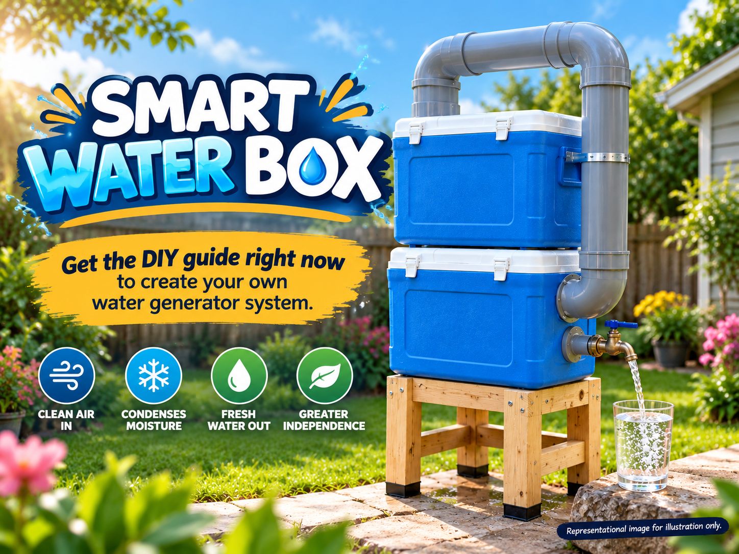 Smart Water Box review - fresh clean glass of water from atmospheric generator in natural light