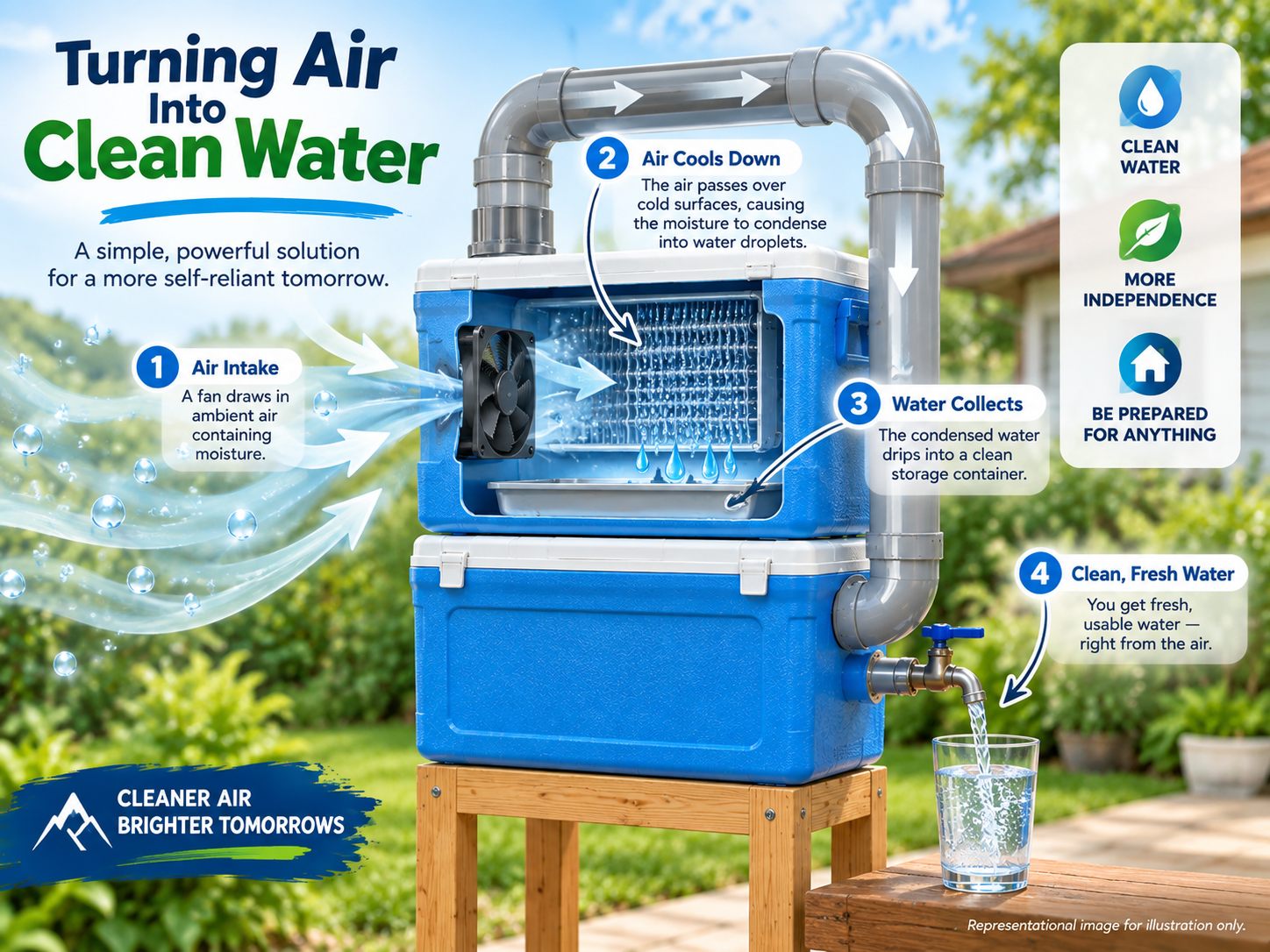 Smart Water Box review how it works - humid air condensing into backup water supply